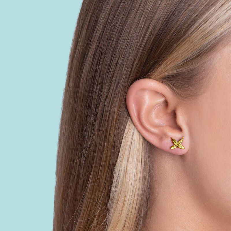 Boh Runga Feather Kisses Studs Gold Plated image number 1